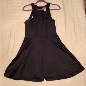 Three Pink Hearts Black Mini Halter Dress